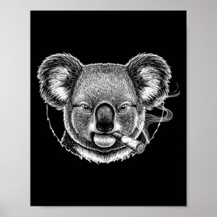 Poster Divertido Design de Fumante de Koala Meme Vintage
