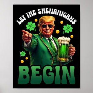 Poster Divertido Dia de São Patrício Trump Deixe as Trave