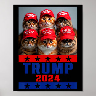 Poster Divertido Faça Gatos Salvar Novamente Trump EUA Pr