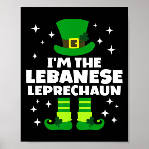 Poster Divertido Irlandês Libanês Leprechaun Dia de São P