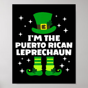 Poster Divertido Irlandês Porto-Riquenho Leprechaun Dia d