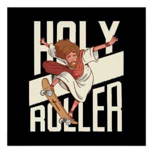 Pôster Divertido Jesus de Patins Holy Roller