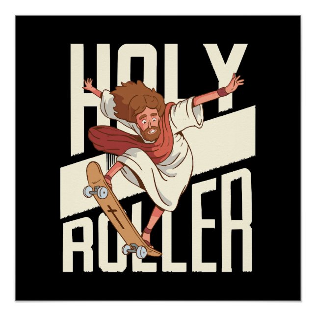 Pôster Divertido Jesus de Patins Holy Roller (Frente)