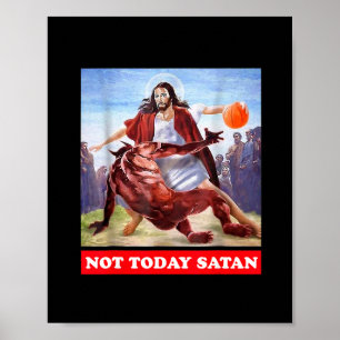 Poster Divertido Jesus Vintage Vs Satan Sketll - Não Hoje