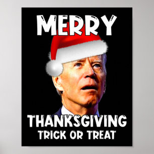 Poster Divertido Joe Biden Santa Hat Feliz Ação de Graças