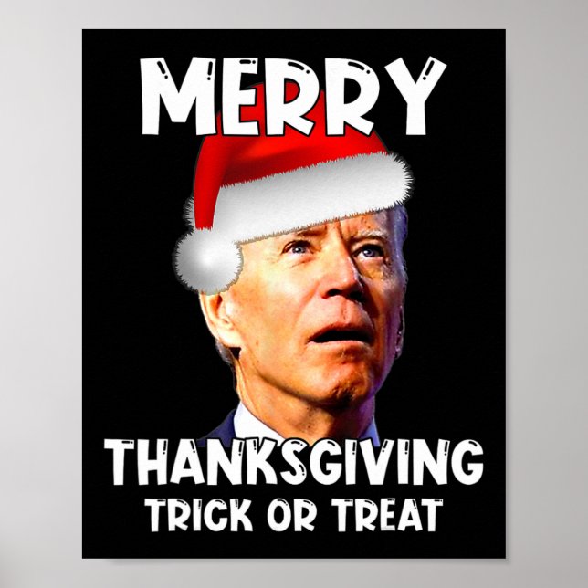 Poster Divertido Joe Biden Santa Hat Feliz Ação de Graças (Frente)