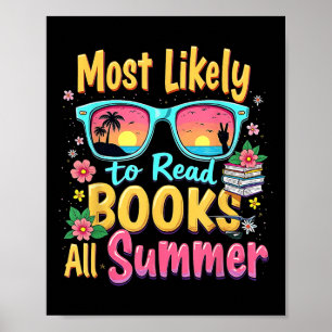 Poster Divertido Mais Propenso a Ler Livros Todo Verão Pr