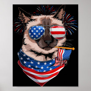 Poster Divertido Meowica Amante de Gato Siamês Dono Bande