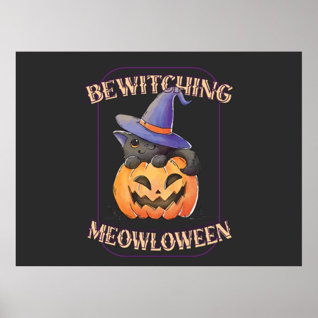 Poster Divertido Meowloween  (Frente)