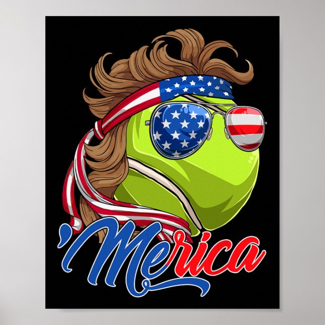 Poster Divertido Merica Ténis Ll E Bandeira Dos EUA Óculo (Frente)