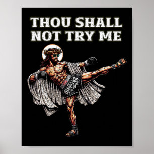 Poster Divertido Muay Thai Senhor Jesus Boxe Tailandesa K