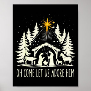 Poster Divertido Natal Cristão Jesus Oh Venha Vamos Adora