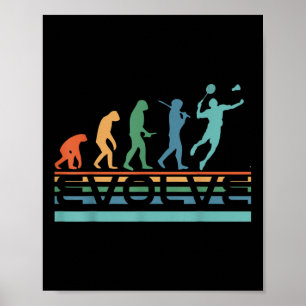 Poster Divertido Nerdy Evoluir Jogador de Badminton Evolu