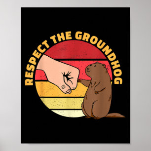 Poster Divertido Respeite O Dia do Groundhog 2022