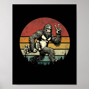 Poster Divertido Retro Bigfoot Skater Vintage Sasquatch S