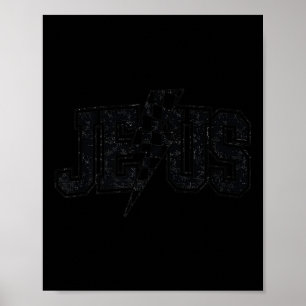 Poster Divertido Retro Groovy Jesus Xadrezado Relâmpago 