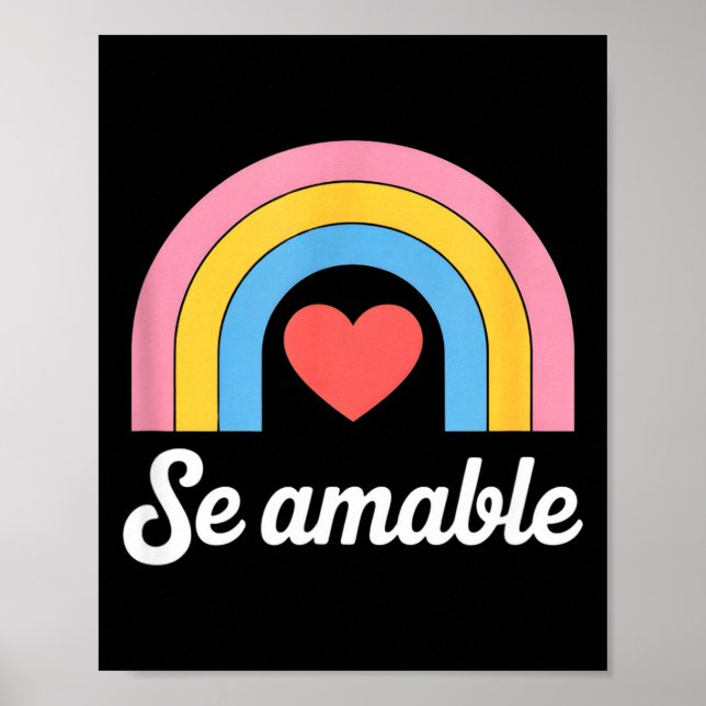 Poster Divertido se amável coração de arco-íris dizendo m (Frente)