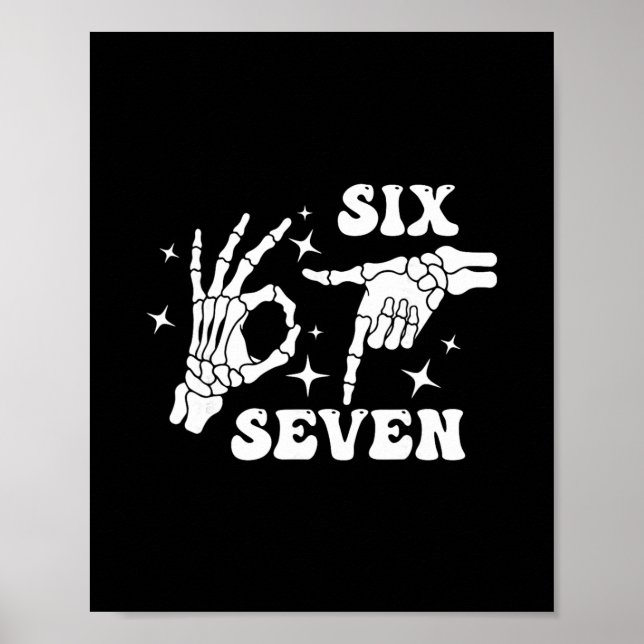 Poster Divertido Seis Sete 67 Meme Geração Alpha Mãos de  (Frente)