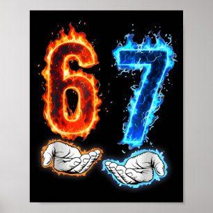Poster Divertido Seis Sete 67 Meme Mãos Meninos Crianças