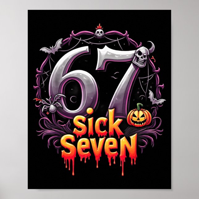 Poster Divertido Seis Sete 6 7 Design de Meme Divertido D (Frente)