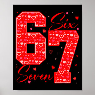 Poster Divertido Seis Sete 6 7 Meme Corações Cud Dia dos
