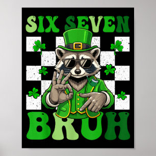 Poster Divertido seis sete bruh guaxinim dia de são patrí