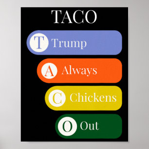 Poster Divertido Trump Sempre Desiste do Negócio do Taco