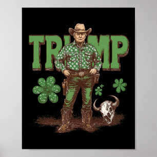 Poster Divertido Trump St Pattys Western Cowboy Trump Sha
