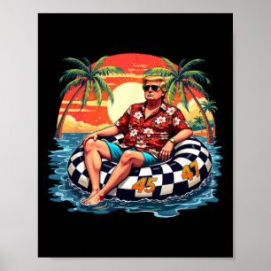 Poster Divertido Trump Verão 2025 Praia Tropical Divertid