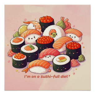 Pôster Divertimento Kawaii Sushi