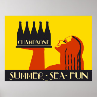 Poster Divertimento no mar de Verão de Champagne