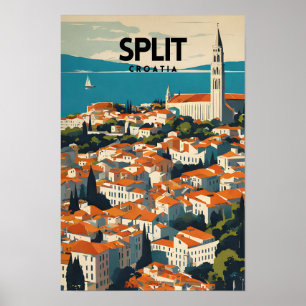 Poster Dividir a Viagem de Arte Nostálgica Croácia