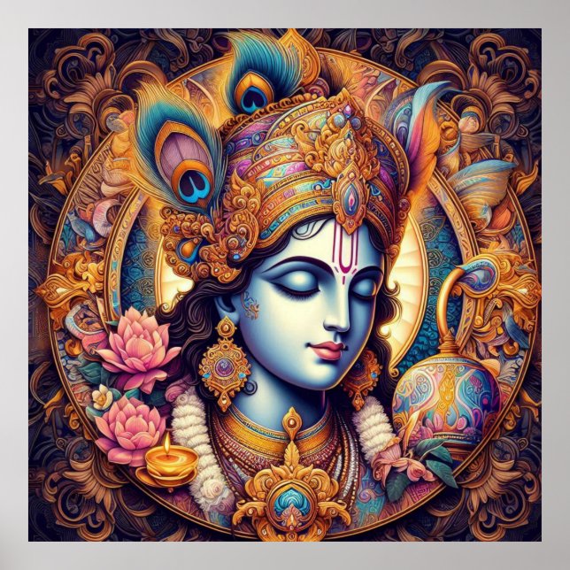 Poster Divine Blue Krishna Art (Frente)