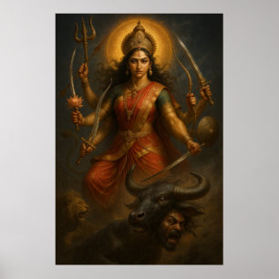 Poster Divine Goddese Durga   Guerreiro Cósmico da Luz
