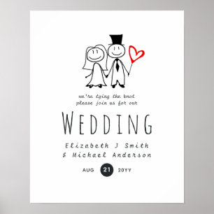 Poster Divirta-Noiva Convite de casamento Rustic Popk