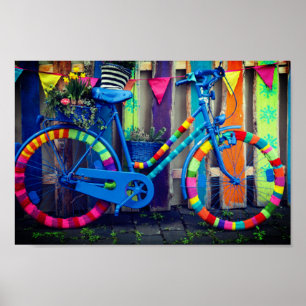 Poster Divirta-se Colorida Bicicleta Feliz