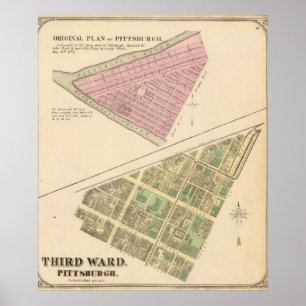 Pôster Divisão 3 de Pittsburgh, mapa de Pennsyvania 1784