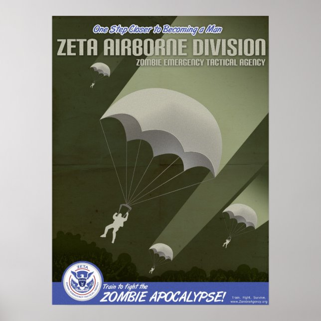 Poster Divisão de Transportes Aéreos da Agência Zombie Po (Frente)