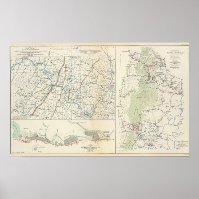 Poster Divisões militares de Wash, Penn, Annapolis, NE Va (Frente)