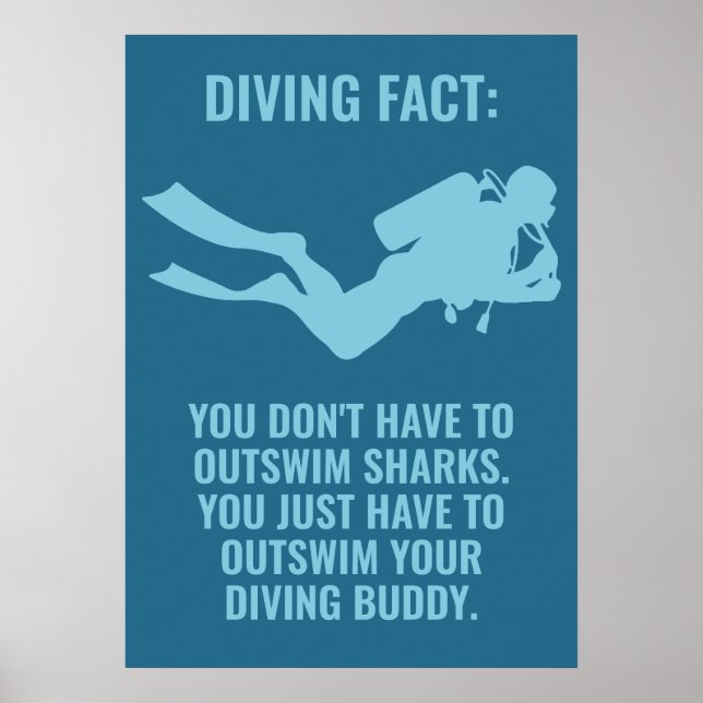 Poster Divisor de Scuba de Texto Personalizado (Frente)