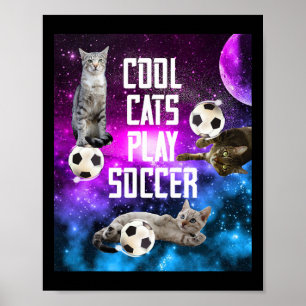 Poster Dizendo Gatos de Design de Futebol Engraçado