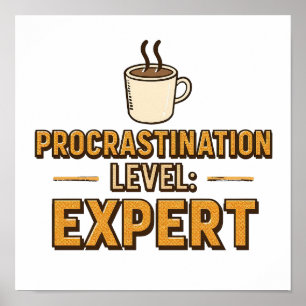 Poster Dizendo Retro "Especialista em Nível de Procrastin