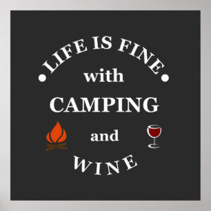 Poster Dizires engraçados de acampamento e vinho