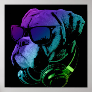 Poster DJ Boxer Dog Wall Art | Presente especial