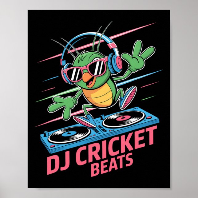 Poster Dj Cricket Beats Groovy Music Fun  (Frente)