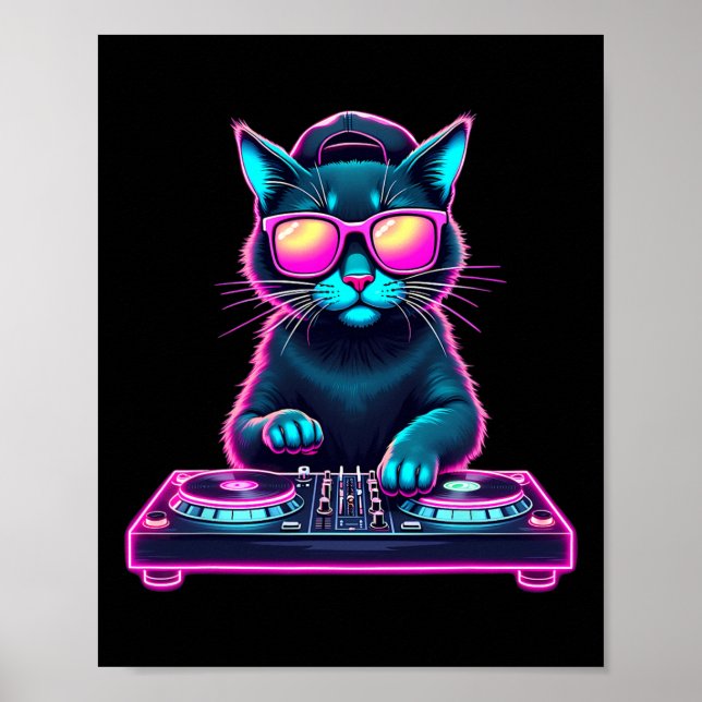 Poster Dj House Cat Rainbow Dj Cat Gatinho (Frente)