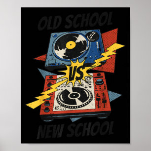 Poster DJ Velho vs Nova Escola Vinil Tocador de Discos Co