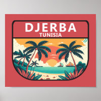 Djerba Tunísia Retro Emblem