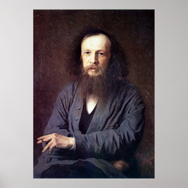 Pôster Dmitri Ivanovich Mendeleev por Ivan Kramskoy (Frente)