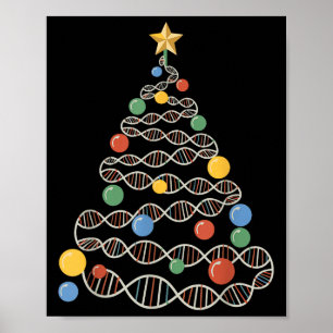 Poster Dna Helix Christmas Tree Scientist Biology Science
